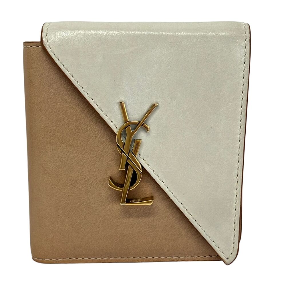 Saint Laurent PARIS Bifold Wallet 710321 White Beige
